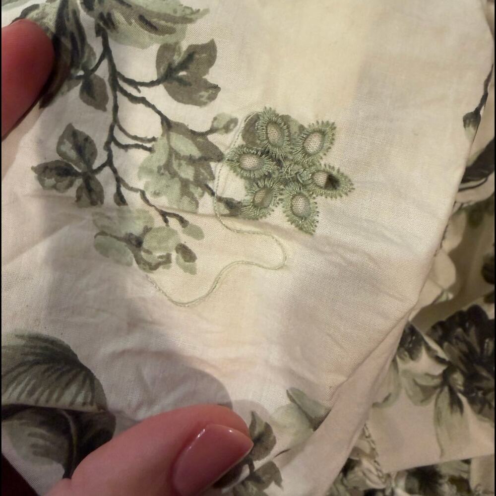 By Anthropologie Sleeveless Sweetheart A-Line Midi Green Floral Dress M - Flaws - Picture 12 of 13